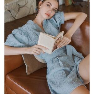 NWT Anthropologie Current Air Floral Jacquard Belted Romper